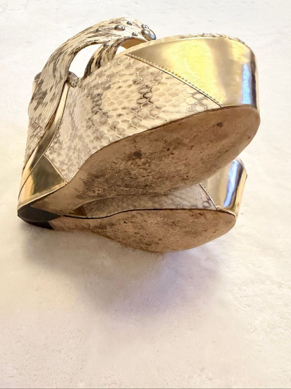 Jimmy Choo Python Print Studded Platform Wedge Sandals EU 36 US 6 - Picture 4 of 15